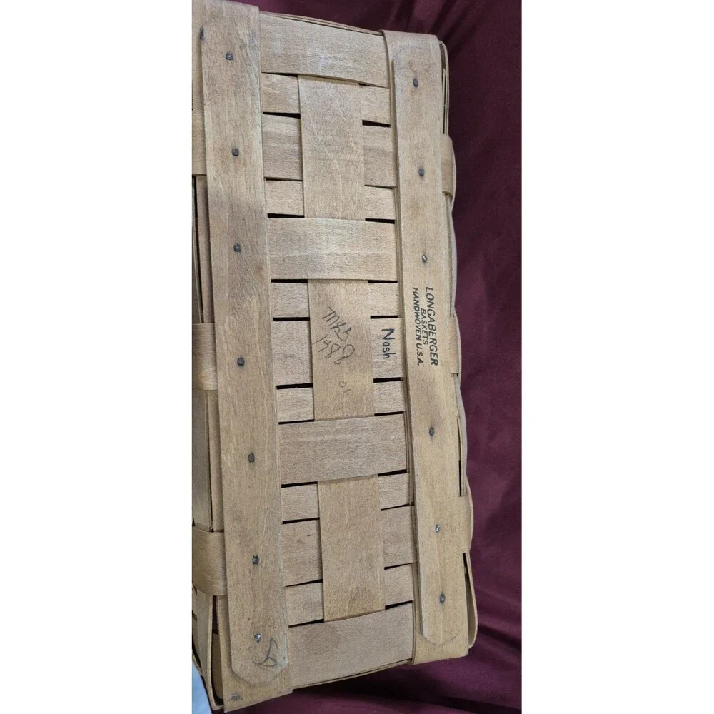 Vintage Longaberger Hostess Bread Basket Rectangular Wood Woven 13.5x8x4EUC